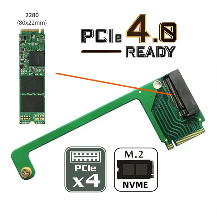 EP-022-2280MM NVME M-Key 22x30mm to 22x80mm Ângulo Adaptador de Extensão SSD Upgrade Compatível com ROG Ally Gaming