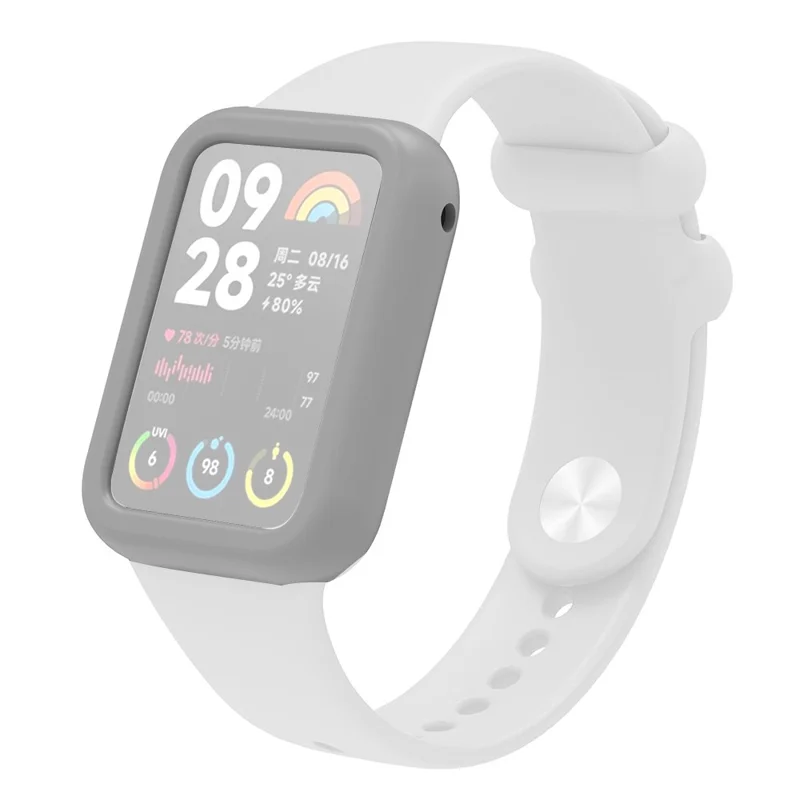 For Xiaomi Smart Band 8 Pro Soft Silicone Case Shockproof Smart Watch Frame Cover - Grey
