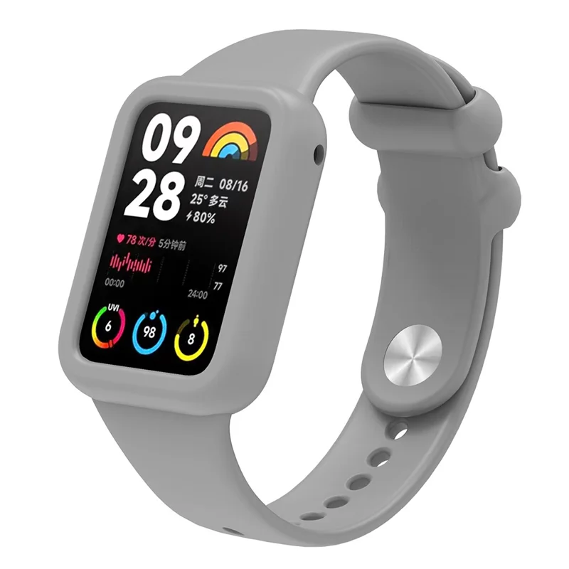 For Xiaomi Smart Band 8 Pro Soft Silicone Case Shockproof Smart Watch Frame Cover - Grey