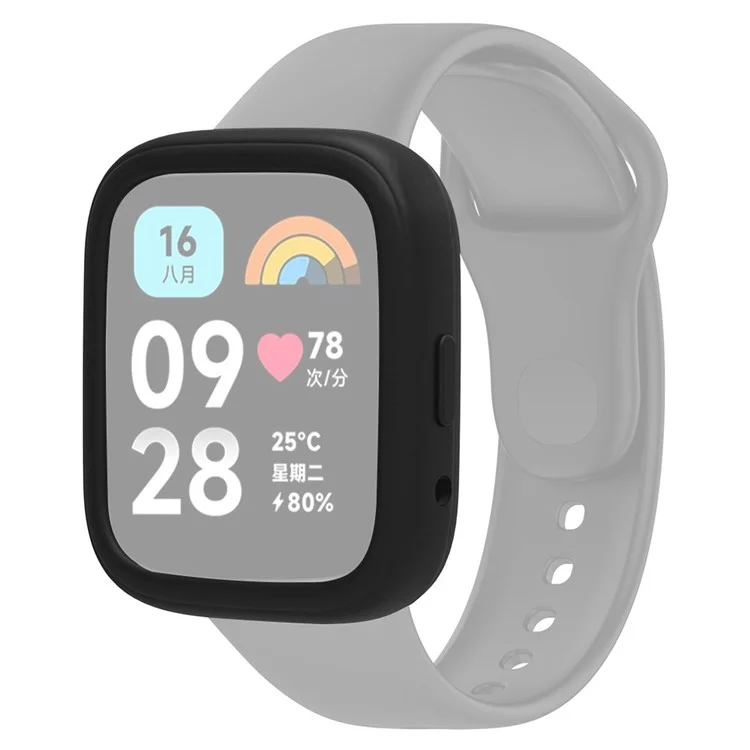 Boîtier de montre pour Xiaomi Redmi Watch 3 Lite / Watch 3 Active, cadre de protection en silicone souple - Noir