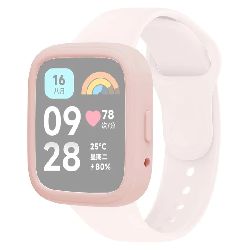 Watch Case for Xiaomi Redmi Watch 3 Lite / Watch 3 Active , Soft Silicone Protective Frame - Pink