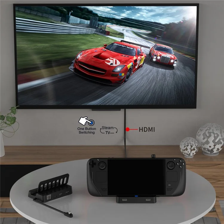 DOBE TY-2849 For Steam Deck Station de Dock Convertisseur avec Port Vidéo HD, Ethernet Gigabit, USB 2.0 et Charge Rapide PD