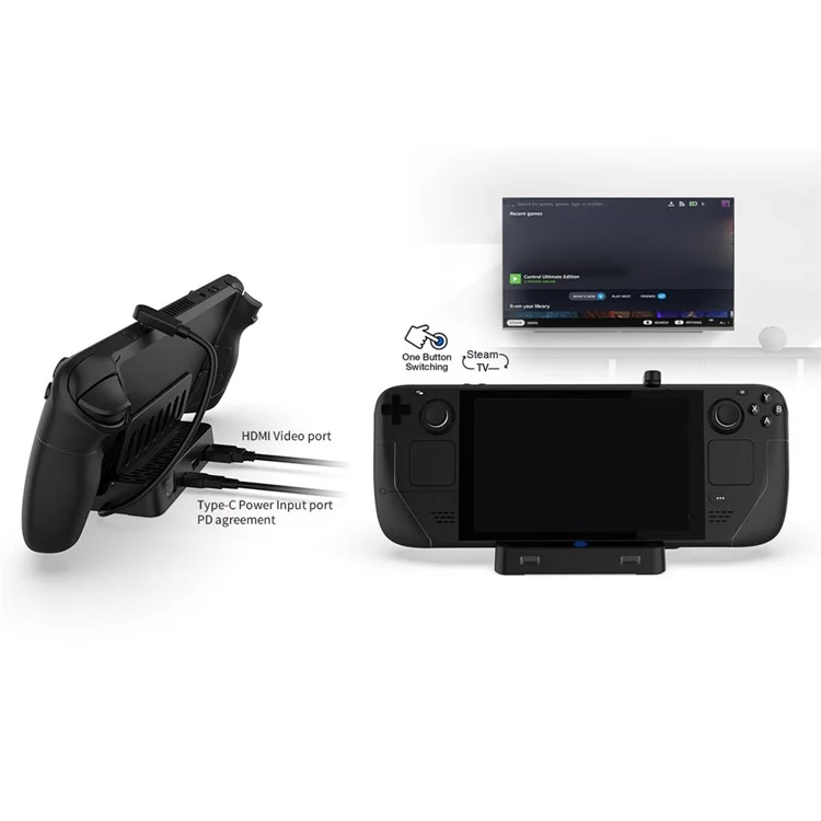 DOBE TY-2849 For Steam Deck Station de Dock Convertisseur avec Port Vidéo HD, Ethernet Gigabit, USB 2.0 et Charge Rapide PD