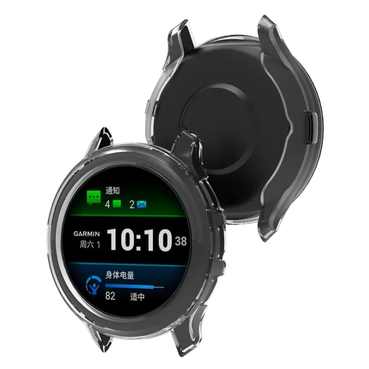 Per Garmin Venu 3S Half-Wrapped Case Hollow TPU Shockproof Watch Cover - Nero Trasparente