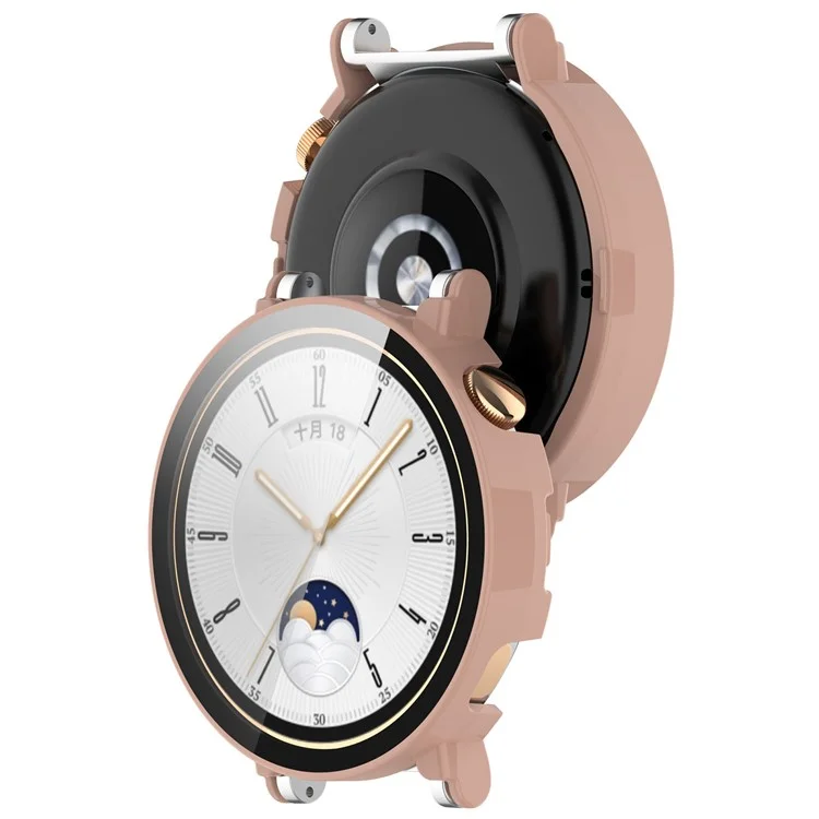 For Huawei Watch GT 4 41mm Hard PC Case with Tempered Glass Film Full Coverage Watch Cover - Pink