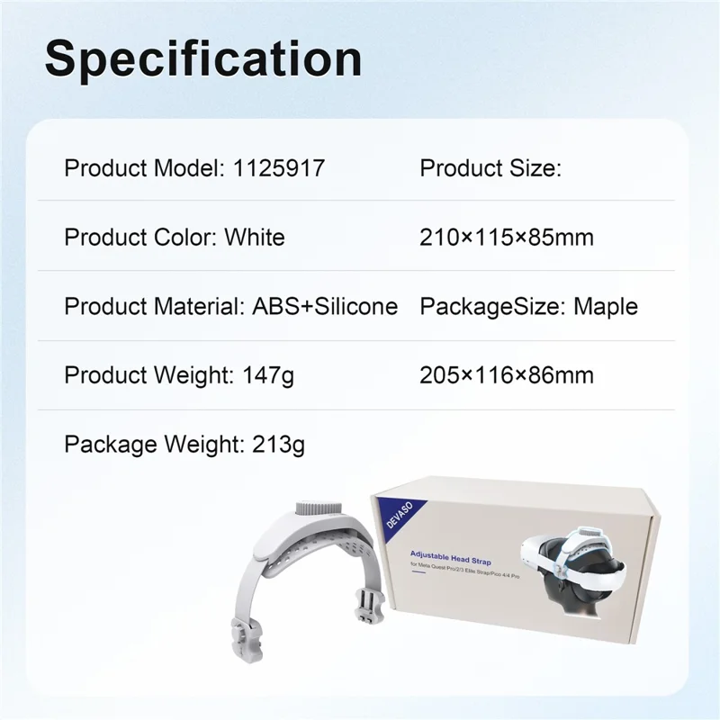 DEVASO Adjustable Head Strap for Meta Quest Pro / Quest 2 Elite Strap / Quest 3 Elite Strap / PICO 4 / PICO 4 Pro Accessories - Black