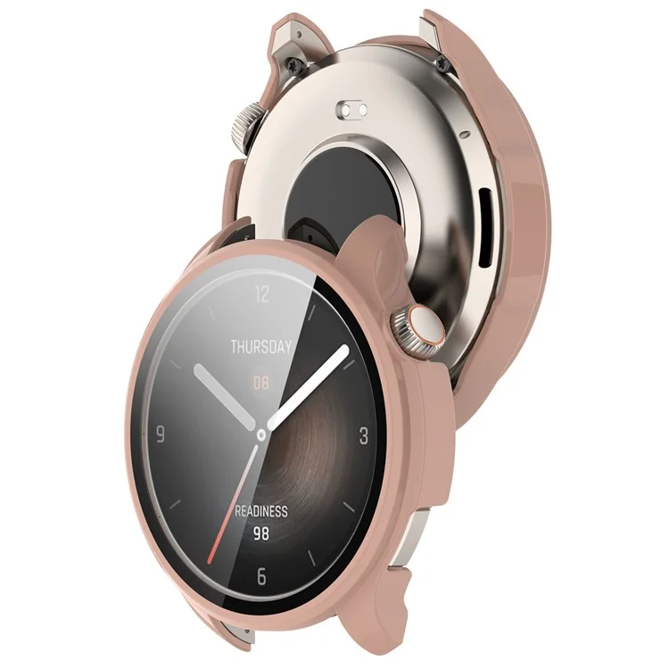 Smart Watch Case for Huami Amazfit Balance A2286 Hard PC Case with Tempered Glass Screen Protector - Pink