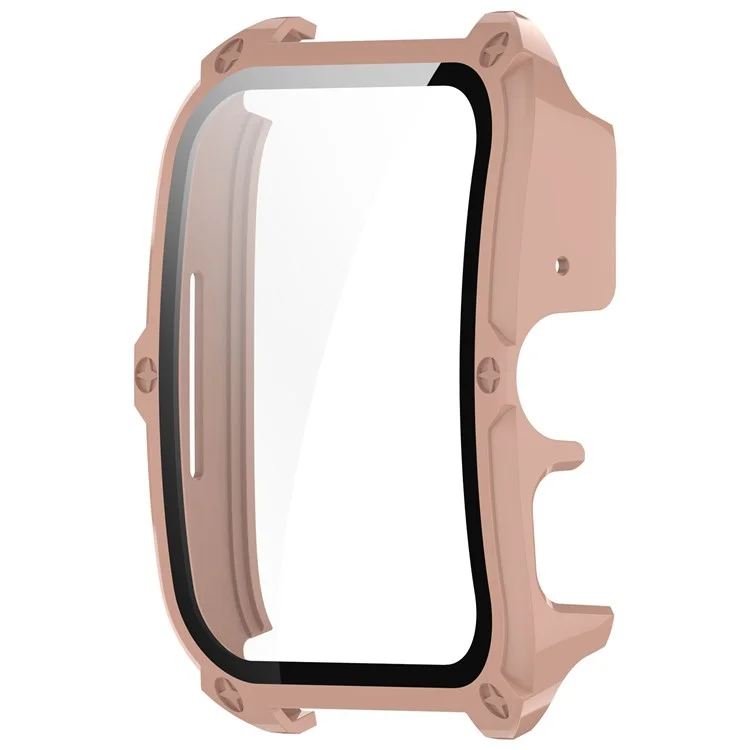 Para Oppo Watch 4 Pro Hard PC Case Cover Anti-Scratch Watch Case with Tempered Glass Screen Film - Rosa