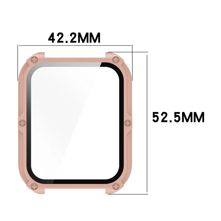 Para Oppo Watch 4 Pro Hard PC Case Cover Anti-Scratch Watch Case with Tempered Glass Screen Film - Rosa