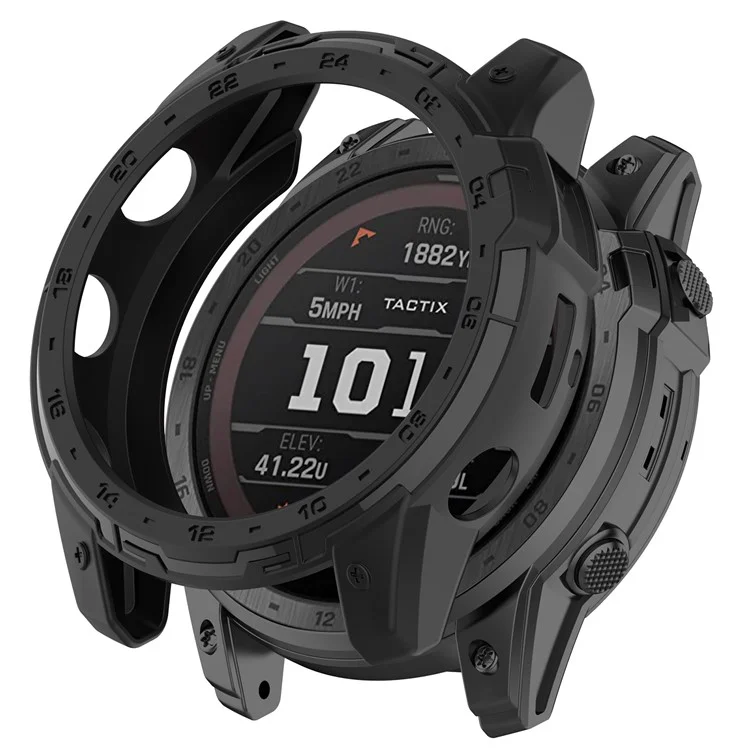 Per Garmin Tactix 7 AMOLED TPU Bumper Case Custodia protettiva Copertura cornice con piastra quadrante - Nero