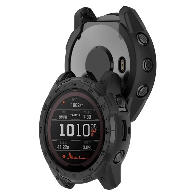 Per Garmin Tactix 7 AMOLED TPU Bumper Case Custodia protettiva Copertura cornice con piastra quadrante - Nero