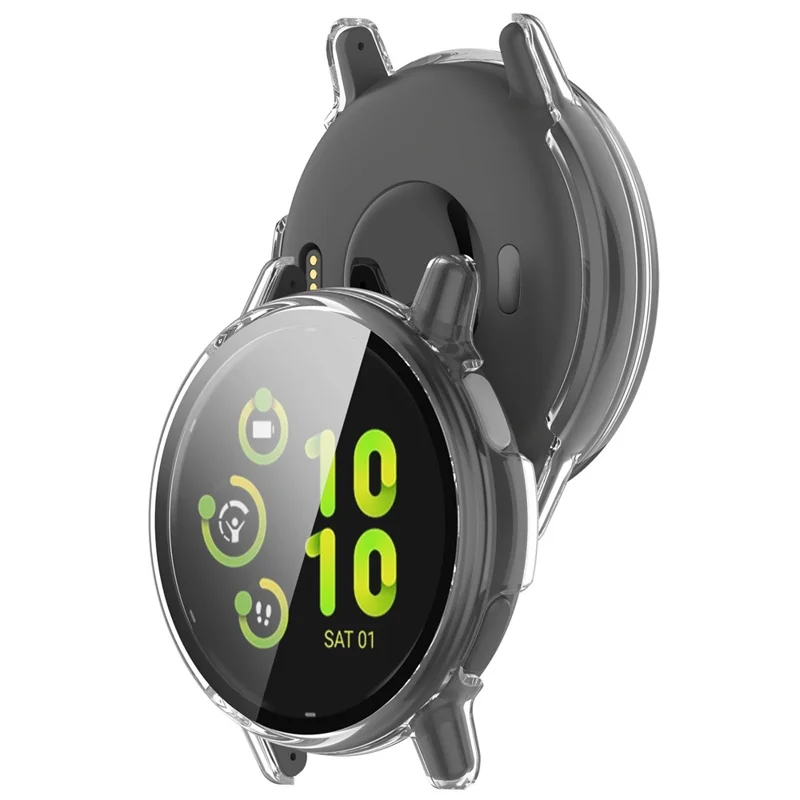 For Garmin Vivoactive / Garmin Active 5 Hard PC Bumper Case with Tempered Glass Screen Protector Watch Case Cover - Transparent