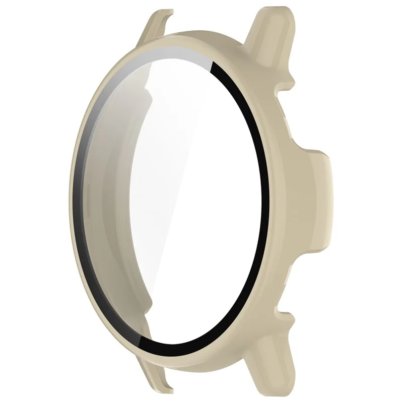 For Garmin Vivoactive / Garmin Active 5 Hard PC Bumper Case with Tempered Glass Screen Protector Watch Case Cover - Ivory White