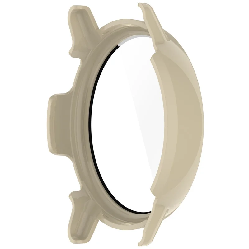 For Garmin Vivoactive / Garmin Active 5 Hard PC Bumper Case with Tempered Glass Screen Protector Watch Case Cover - Ivory White