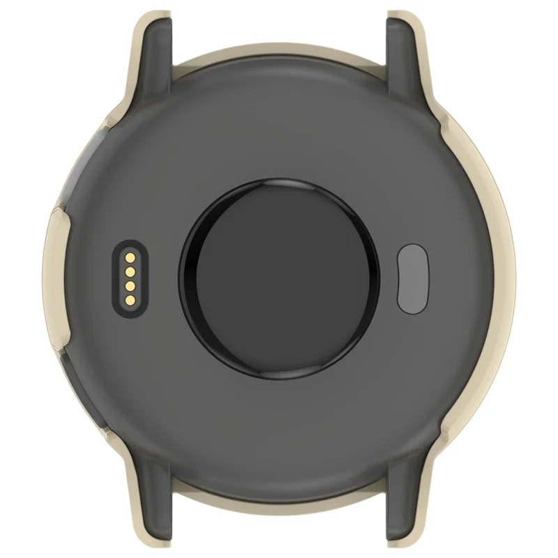 For Garmin Vivoactive / Garmin Active 5 Hard PC Bumper Case with Tempered Glass Screen Protector Watch Case Cover - Ivory White