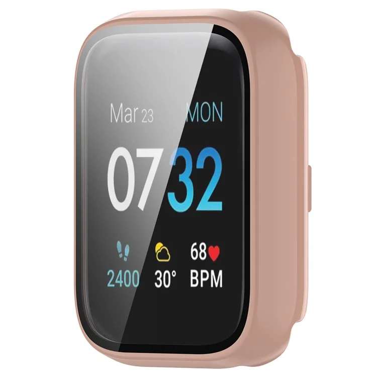 For iTouch Air 3 Protective Frame with Tempered Glass Screen Film Smart Watch Hard PC Bumper Case - Pink