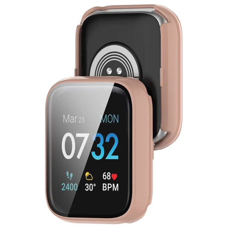 For iTouch Air 3 Protective Frame with Tempered Glass Screen Film Smart Watch Hard PC Bumper Case - Pink