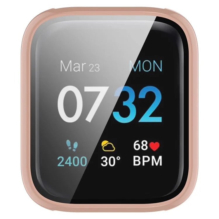 For iTouch Air 3 Protective Frame with Tempered Glass Screen Film Smart Watch Hard PC Bumper Case - Pink