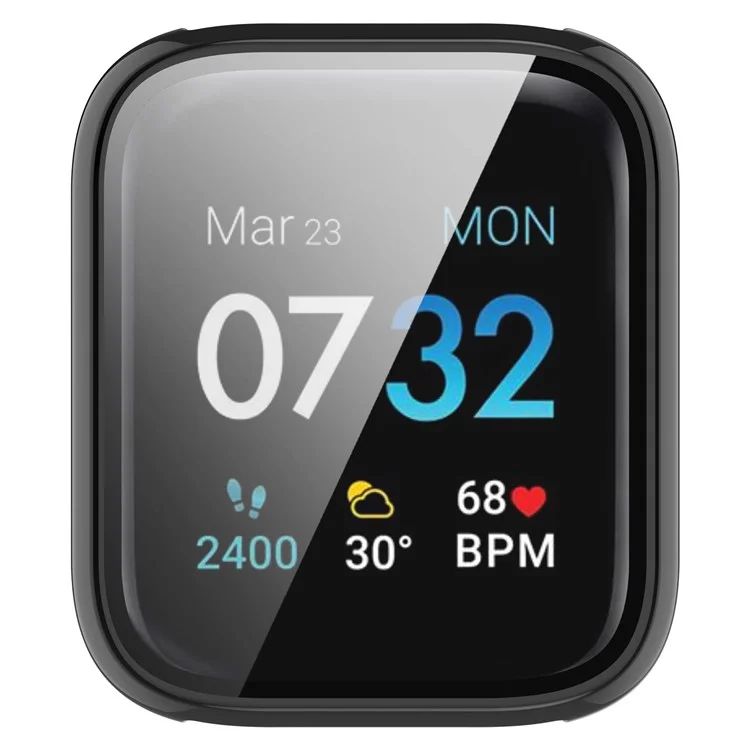 For iTouch Air 3 Protective Frame with Tempered Glass Screen Film Smart Watch Hard PC Bumper Case - Black