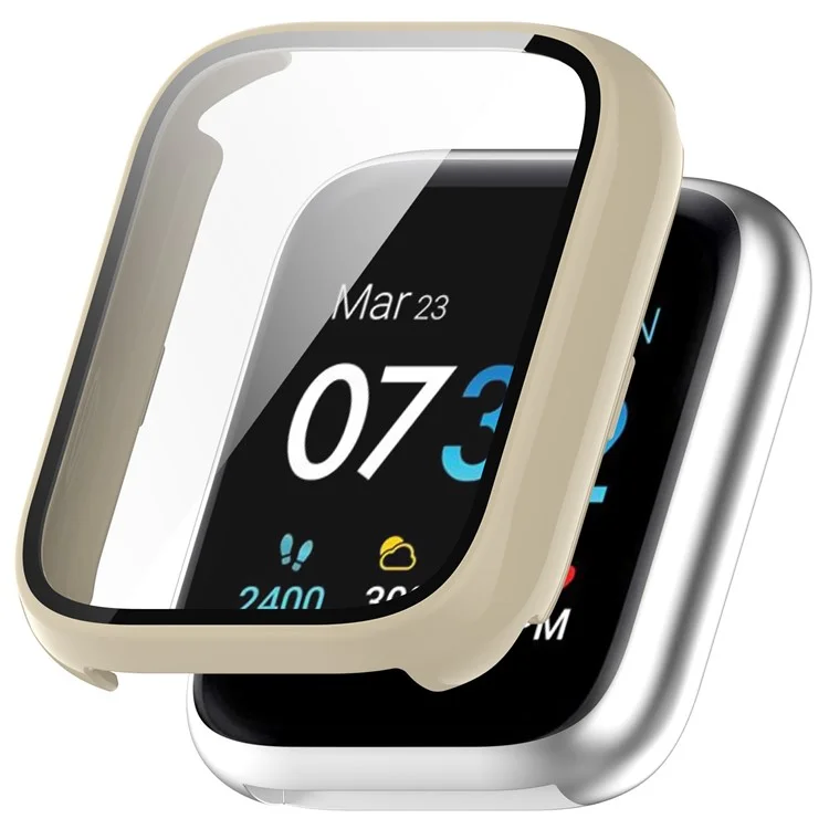 Pour iTouch Air 3 Cadre de protection avec film d'écran en verre trempé Smart Watch Hard PC Bumper Case - Blanc Ivoire