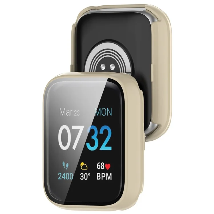 Pour iTouch Air 3 Cadre de protection avec film d'écran en verre trempé Smart Watch Hard PC Bumper Case - Blanc Ivoire
