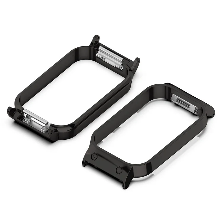 For Xiaomi Smart Band 8 Active / Redmi Smart Band 2 Watch Case Zinc Alloy Frame Work with 18mm Watchband - Black