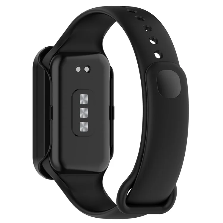 Para Xiaomi Smart Band 8 Active / Redmi Smart Band 2 Caixa de Relógio com Moldura de PC e Filme de Tela de Vidro Temperado - Preto