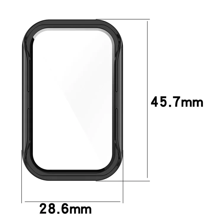 Para Xiaomi Smart Band 8 Active / Redmi Smart Band 2 Caixa de Relógio com Moldura de PC e Filme de Tela de Vidro Temperado - Preto