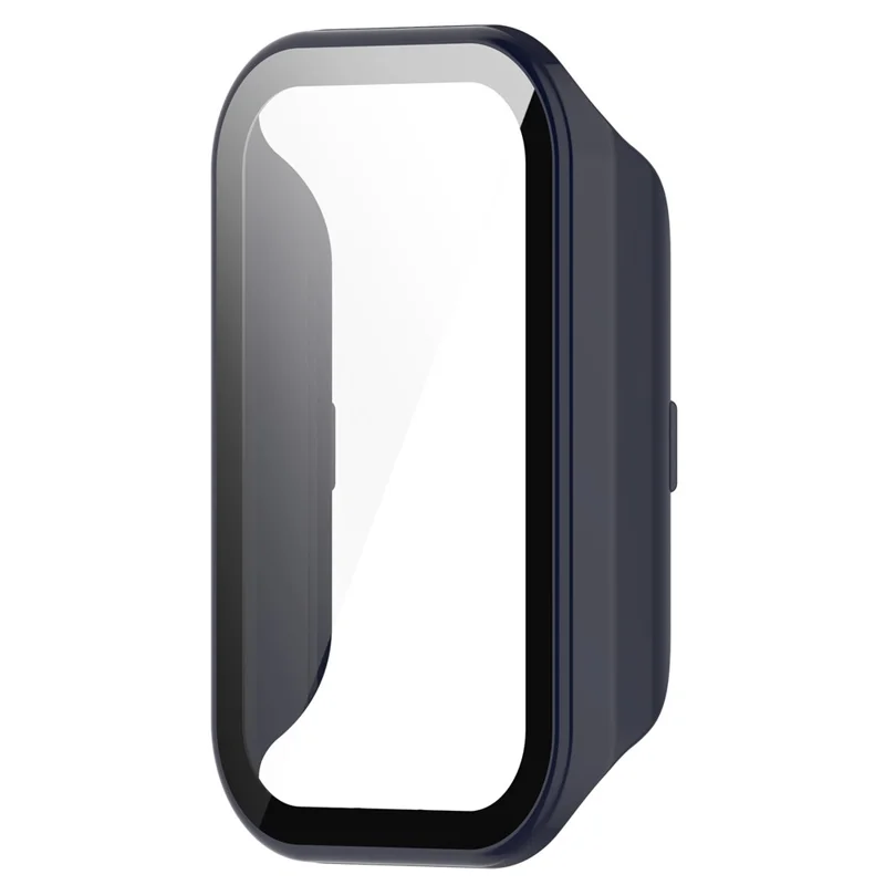 Para Xiaomi Smart Band 8 Active / Redmi Smart Band 2 Funda de reloj con marco de PC y película de protección de pantalla de vidrio templado - Azul oscuro