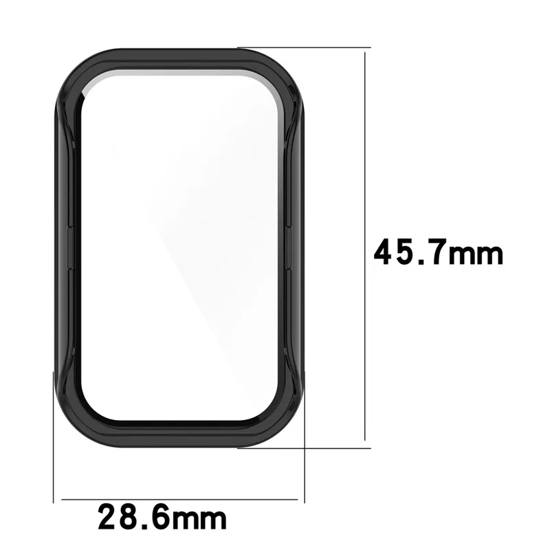 Para Xiaomi Smart Band 8 Active / Redmi Smart Band 2 Funda de reloj con marco de PC y película de protección de pantalla de vidrio templado - Azul oscuro