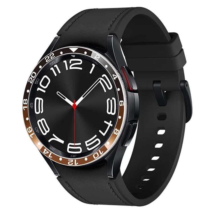 Boîtier en alliage d'aluminium pour Samsung Galaxy Watch6 Classic 43mm Bezel Ring Dual Color Watch Bumper - Noir / Marron