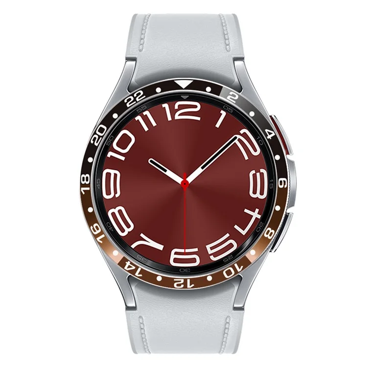 Boîtier en alliage d'aluminium pour Samsung Galaxy Watch6 Classic 43mm Bezel Ring Dual Color Watch Bumper - Noir / Marron