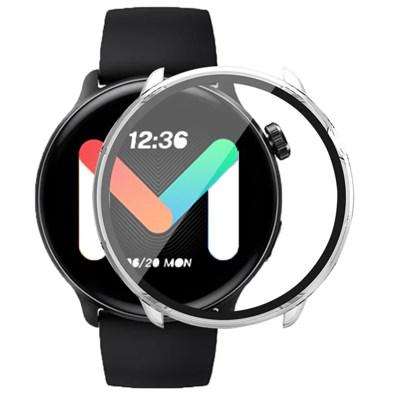 For Mibro Lite 2 Hard PC Bumper Case with Tempered Glass Screen Film Watch Case Cover - Transparent