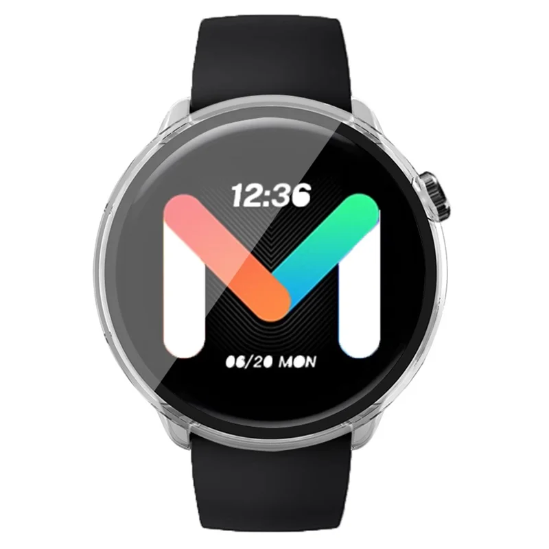 For Mibro Lite 2 Hard PC Bumper Case with Tempered Glass Screen Film Watch Case Cover - Transparent