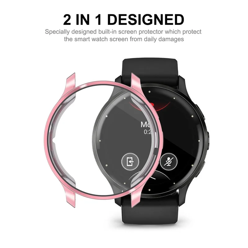 ENKAY HAT PRINCE For Garmin Venu 3S Full Cover Watch Case Electroplating TPU Frame with Screen Film - Pink