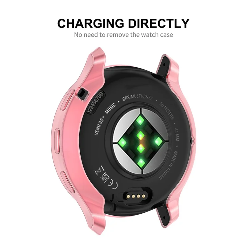 ENKAY HAT PRINCE For Garmin Venu 3S Full Cover Watch Case Electroplating TPU Frame with Screen Film - Pink