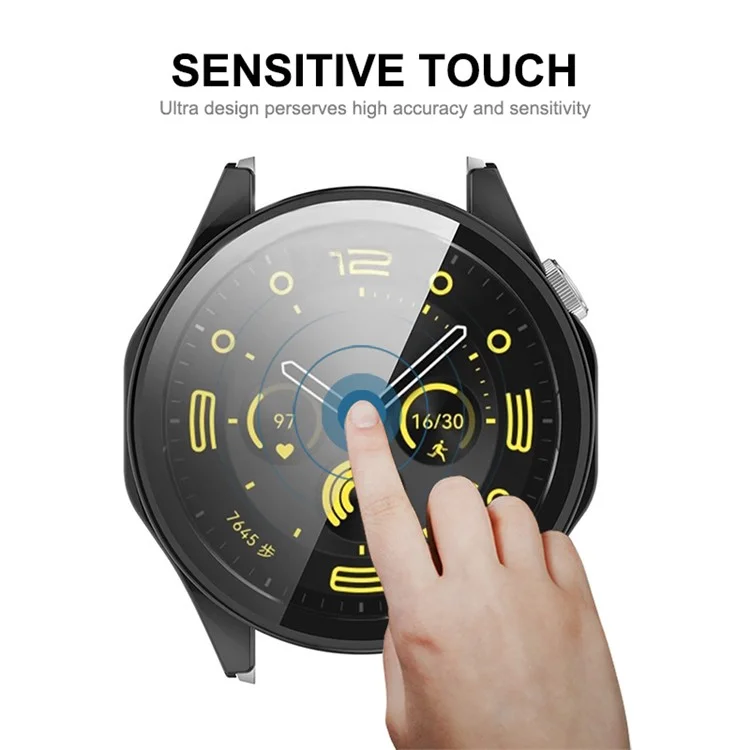 ENKAY Hat Prince para Huawei Watch GT 4 41mm Carcasa Todo Alrededor de PC Cubierta de Reloj con Protector de Pantalla Claro - Negro