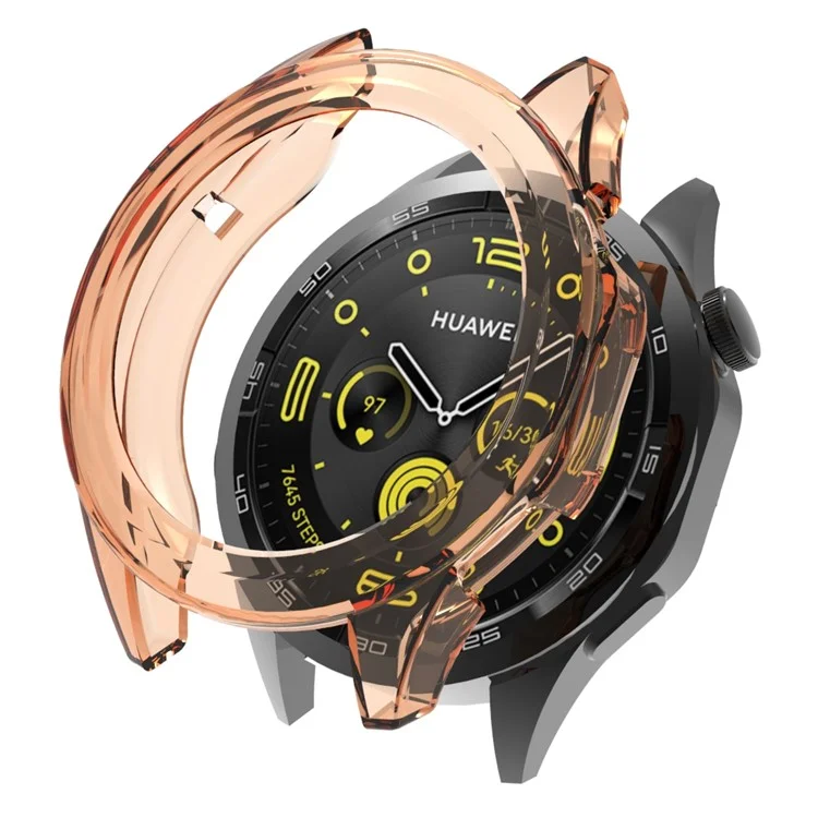 Para Huawei Watch GT 4 46mm Estrutura de Proteção TPU Vazado Anti-queda Caixa de Relógio - Laranja Transparente