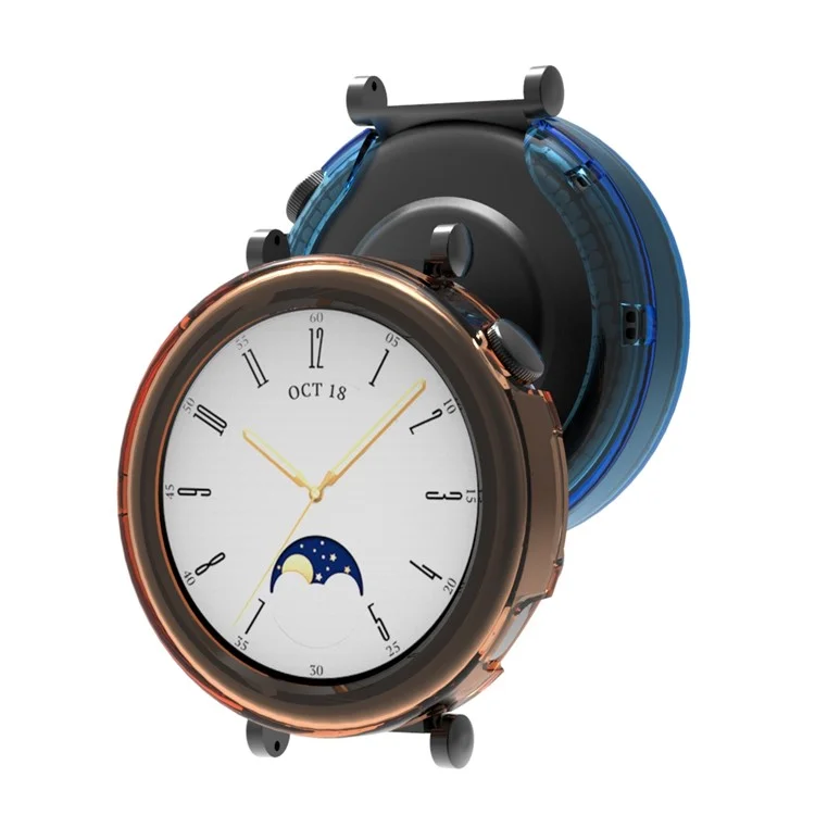 Pour Huawei Watch GT 4 41 mm Boîtier de Montre Ajouré Cadre de Protection en TPU - Orange Transparent