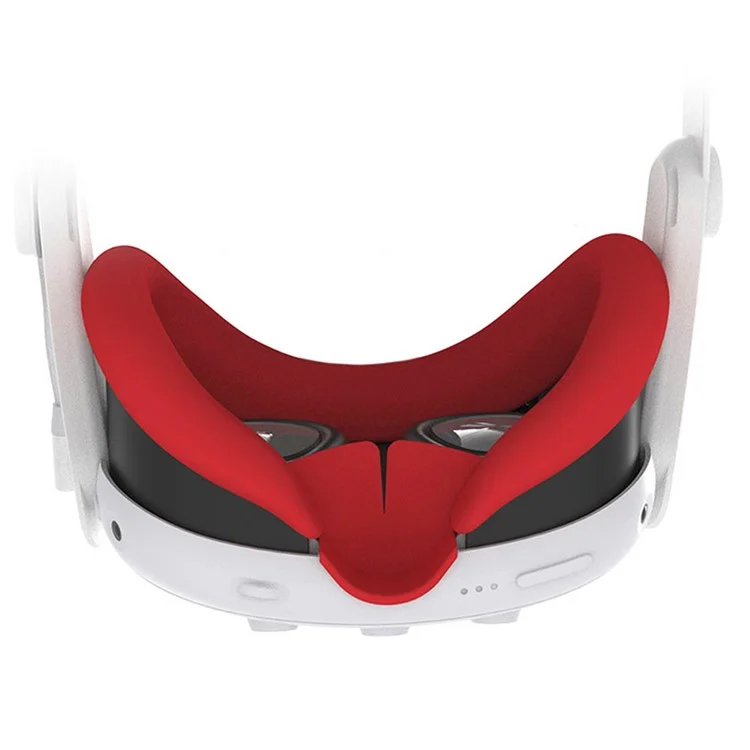 Máscara para os olhos de silicone à prova de poeira para Meta Quest3 VR com suporte para o nariz - Vermelho