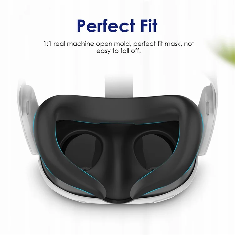 WOLMTT para Meta Quest 3 VR Máscara de ojos de silicona anti-sudor Cubierta protectora - Negro