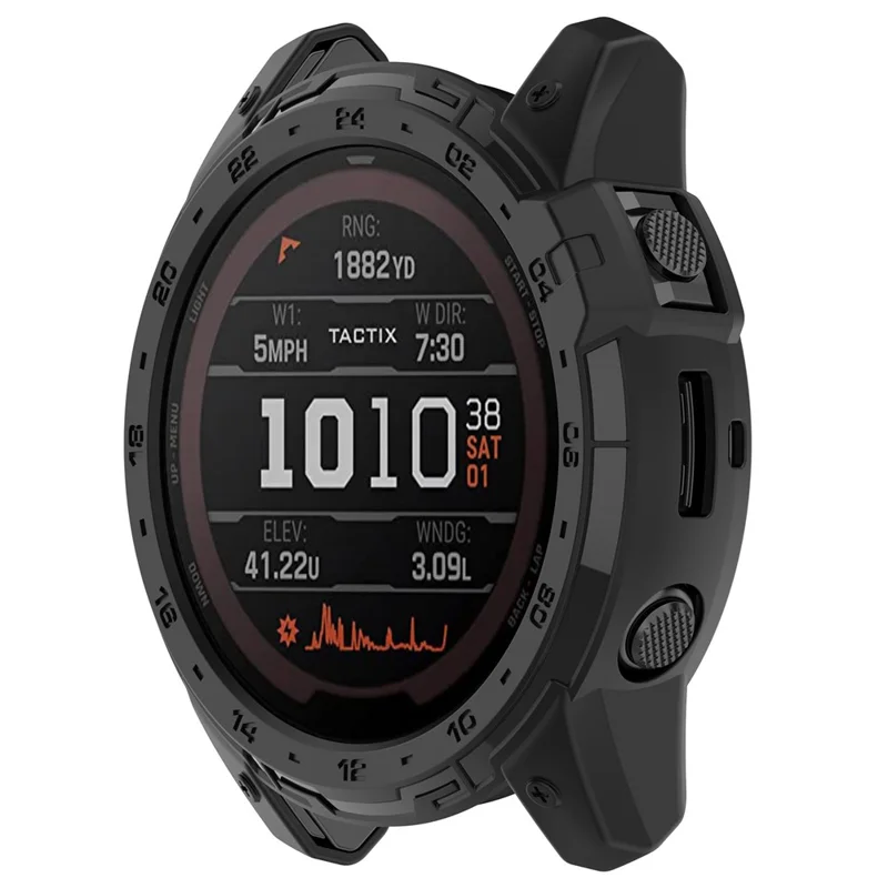 For Garmin Tactix 7 AMOLED Edition Watch Case Hollow TPU Frame with Dial Plate - Black