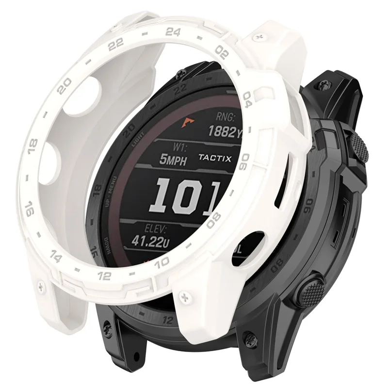For Garmin Tactix 7 AMOLED Edition Watch Case Hollow TPU Frame with Dial Plate - Ivory White