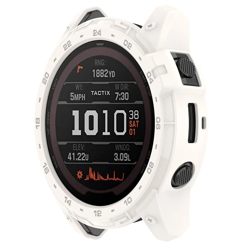For Garmin Tactix 7 AMOLED Edition Watch Case Hollow TPU Frame with Dial Plate - Ivory White