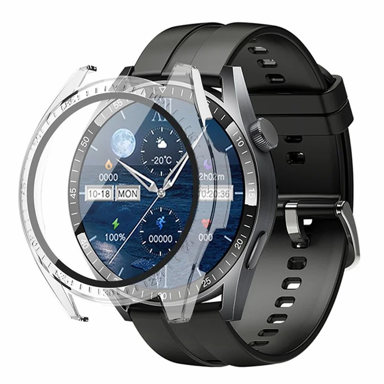 Carcasa para reloj Aigo GT8 Smart Watch PC Frame Protective Cover con película protectora de pantalla de vidrio templado - Transparente