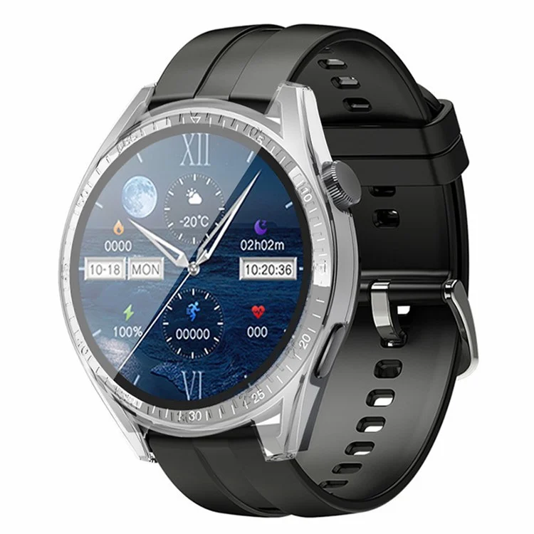 Carcasa para reloj Aigo GT8 Smart Watch PC Frame Protective Cover con película protectora de pantalla de vidrio templado - Transparente