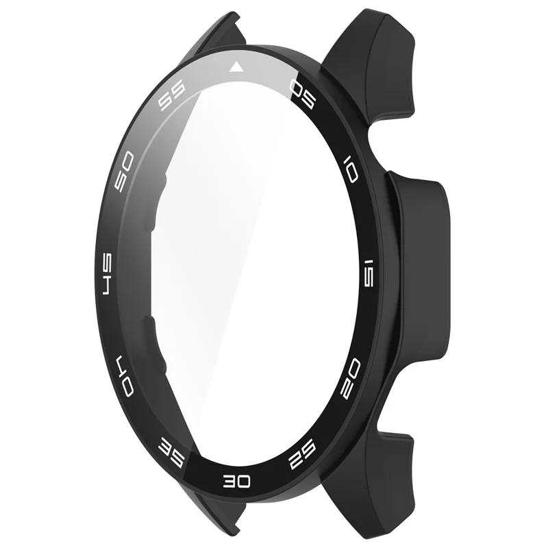 For Huawei Watch GT 4 46mm Watch Case Tempered Glass Screen Protector PC Frame Cover with Dial Plate - Black