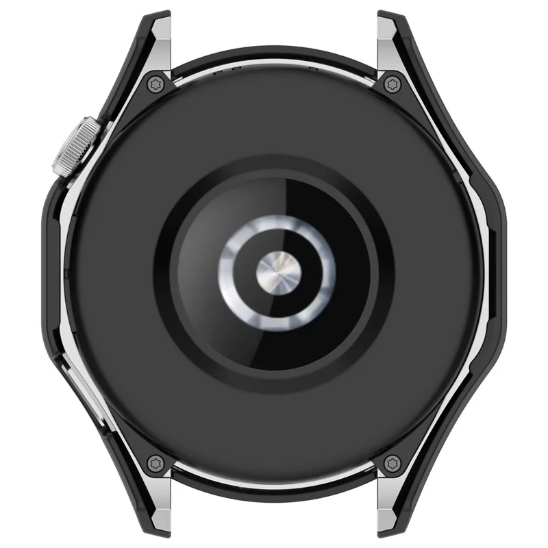 For Huawei Watch GT 4 46mm Watch Case Tempered Glass Screen Protector PC Frame Cover with Dial Plate - Black