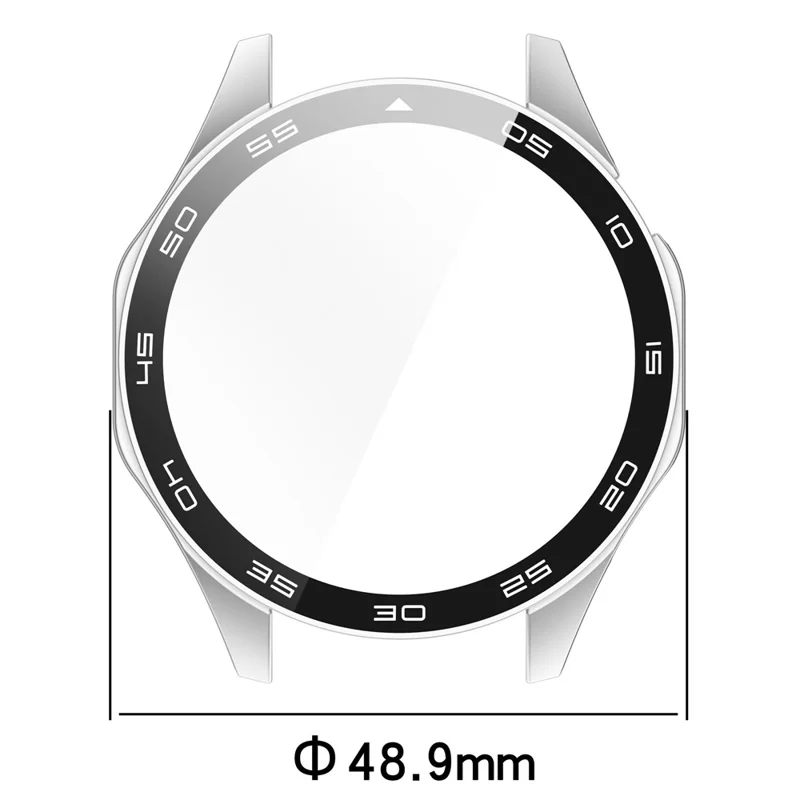 For Huawei Watch GT 4 46mm Watch Case Tempered Glass Screen Protector PC Frame Cover with Dial Plate - Black