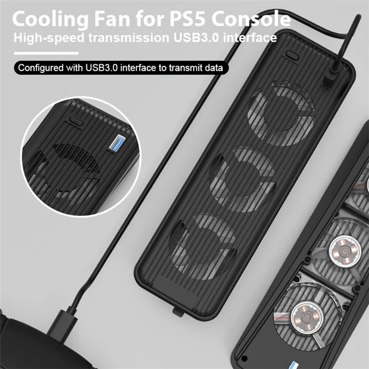 For PS5 Game Console ABS Cooling Fan 2-Gear Wind Heat Dissipation USB Fan Cooler - White
